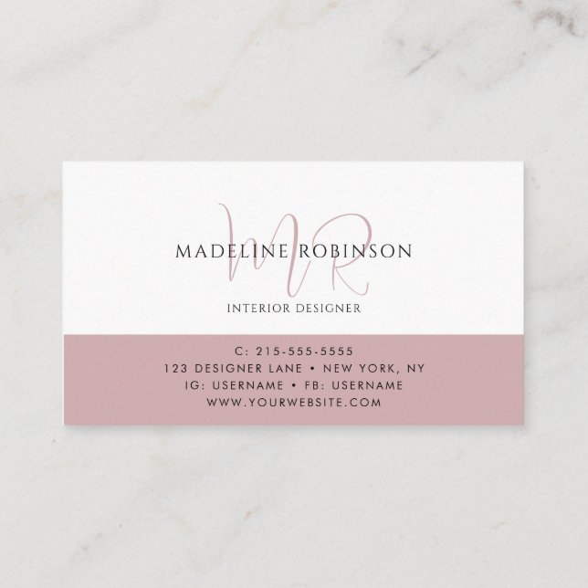 Minimalistisch Boho Pink Modern Visitenkarte (Rückseite)