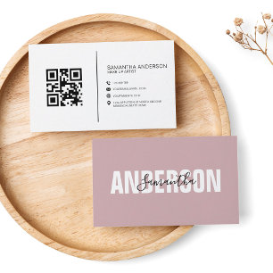 Minimalistisch Boho Pink QR Code Moderner Beruflic Visitenkarte