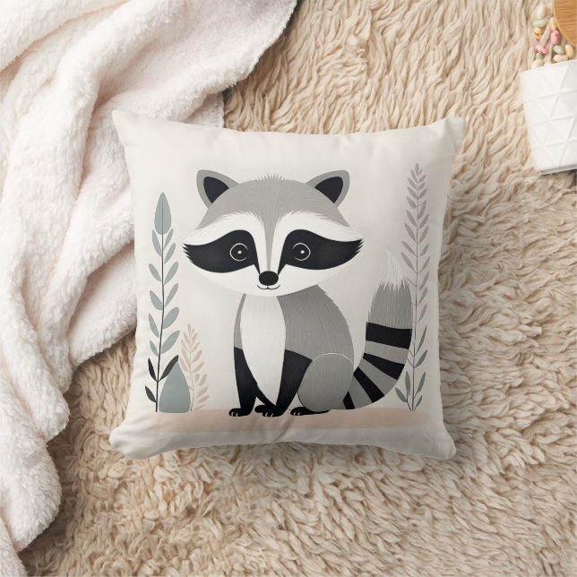 Minimalistisch Boho Raccoon Woods Kinderzimmer Kin Kissen (Decke)