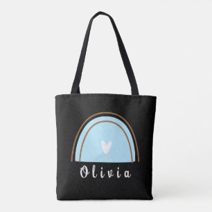 Minimalistisch Boho Rainbow mit Personalisiertem N Tasche
