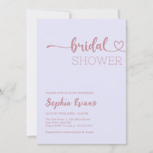 Minimalistisch Boho Rose Gold Lavender Brautparty Einladung