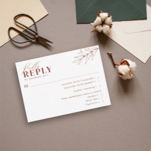 Minimalistisch Boho Rust Terracotta Hochzeit UAWG RSVP Karte