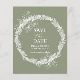 Minimalistisch Boho Sage Grüne Hochzeit Sichern Si Flyer