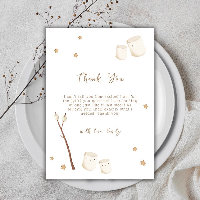 Minimalistisch Boho S'more Fun Stars Kinderdusche Dankeskarte (Minimalist Boho S'more Fun Stars Baby Shower Thank You Card)