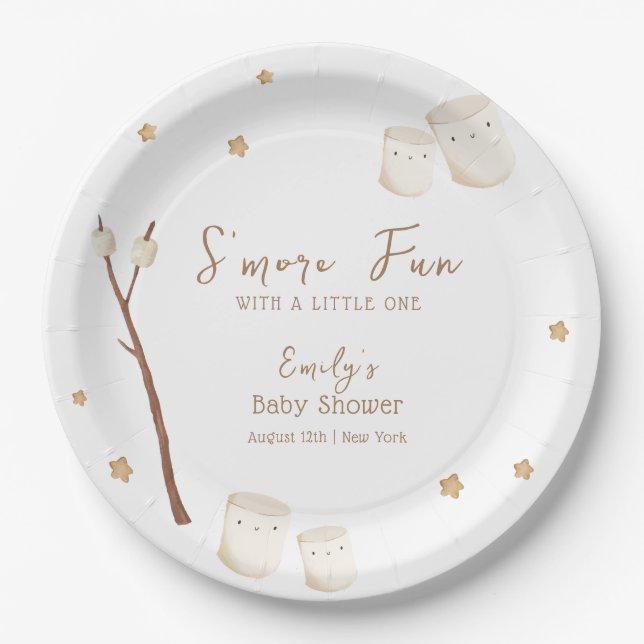Minimalistisch Boho S'more Fun Stars Kinderdusche Pappteller (Vorderseite)