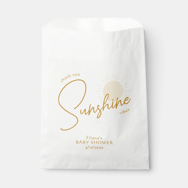 Minimalistisch Boho Sunshine Baby Dusche Vielen Da Geschenktütchen (Vorderseite)