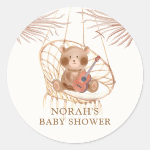 Minimalistisch Boho Teddy Bear Babydusche Runder Aufkleber