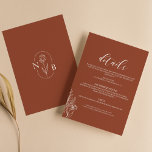 Minimalistisch Boho Terracotta Burnt Orange Weddin Begleitkarte<br><div class="desc">Minimalistische Boho Terracotta Burnt Orange Hochzeitskarte. Monogramm hinten. Karo der Auflistung für mehr passende Elemente.</div>