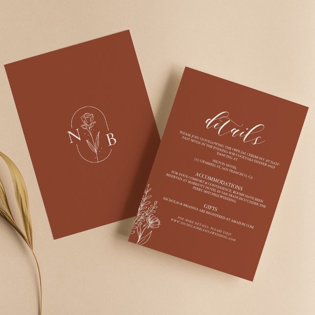 Minimalistisch Boho Terracotta Burnt Orange Weddin Begleitkarte (Von Creator hochgeladen)