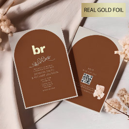 Minimalistisch Boho Terracotta Burnt Orange Weddin Folieneinladung