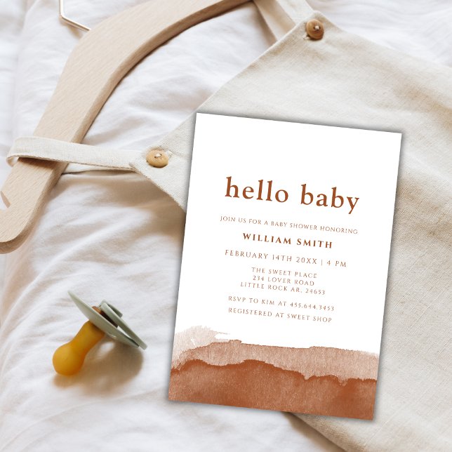 Minimalistisch Boho Terracotta Desert Boy Baby Dus Einladung (Minimalist Boho Terracotta Desert Boy Baby Shower Invitation)