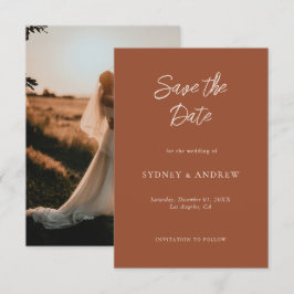 Minimalistisch Boho Terracotta Hochzeit im Herbst  Save The Date