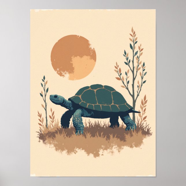 Minimalistisch Boho Turtle Wall Art Poster (Vorne)