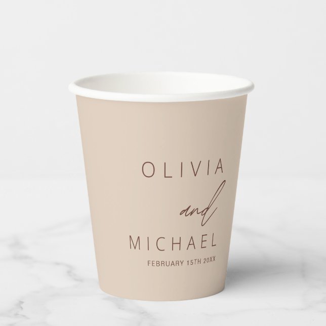 Minimalistisch Boho Wedding Typografy Elegant Pappbecher (Vorderseite)