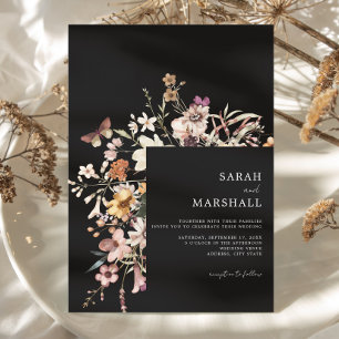 Minimalistisch Boho Wildblume Floral Wedding Einladung