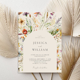 Minimalistisch Boho Wildblume Floral Wedding Einladung