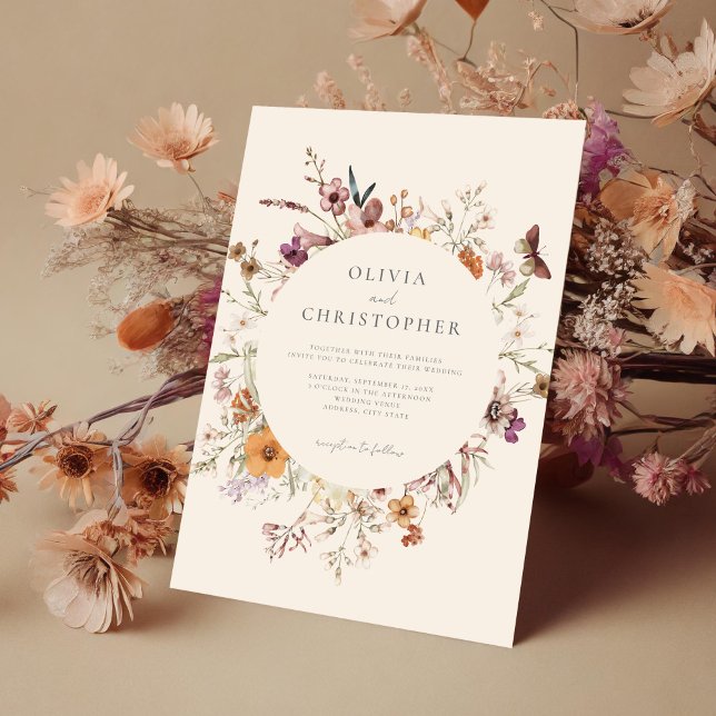 Minimalistisch Boho Wildblume Floral Wedding Einladung (Von Creator hochgeladen)