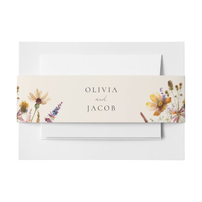 Minimalistisch Boho Wildblume Floral Wedding Einladungsbanderole (Vorderseite Beispiel)