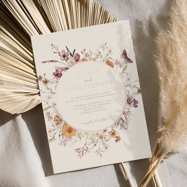 Minimalistisch Boho Wildblume Floral Wedding Folieneinladung (Von Creator hochgeladen)
