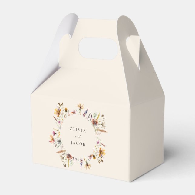 Minimalistisch Boho Wildblume Floral Wedding Geschenkschachtel (Vorderseite)