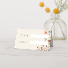 Minimalistisch Boho Wildblume Floral Wedding Platzkarte