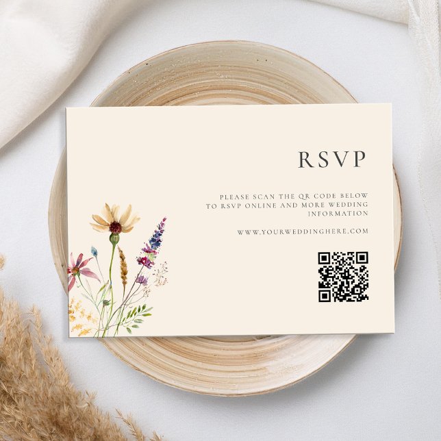 Minimalistisch Boho Wildblume Floral Wedding RSVP Karte (Von Creator hochgeladen)