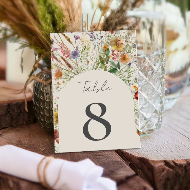 Minimalistisch Boho Wildblume Floral Wedding Tischnummer (Von Creator hochgeladen)