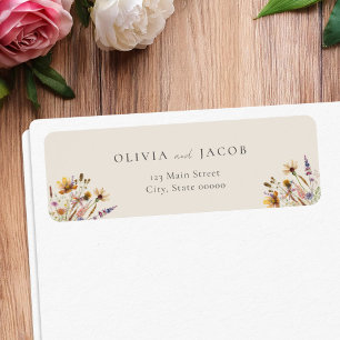 Minimalistisch Boho Wildblume Wedding Rücksendeadr