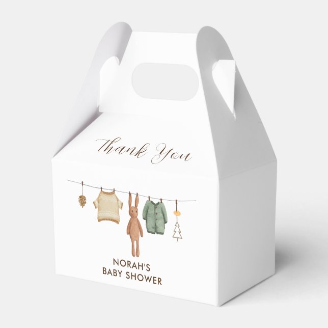 Minimalistisch Boho Winter Boy Clothesline Babydus Geschenkschachtel (Vorderseite)