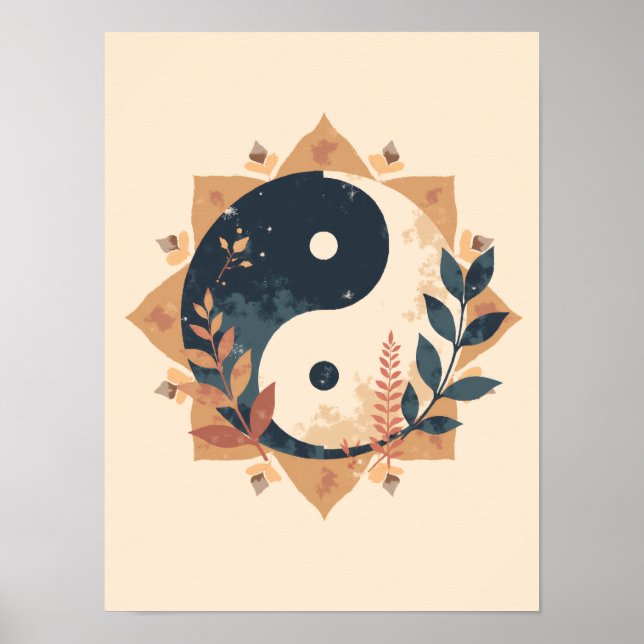 Minimalistisch Boho Yin-Yang Wall Art Poster (Vorne)