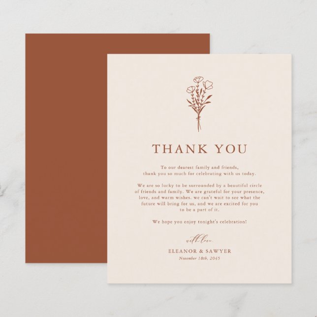 Minimalistisch Botanicals Terracotta Wedding Viele (Vorne/Hinten)
