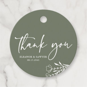 Minimalistisch Bouquet Taupe Green Wedding Vielen Geschenkanhänger