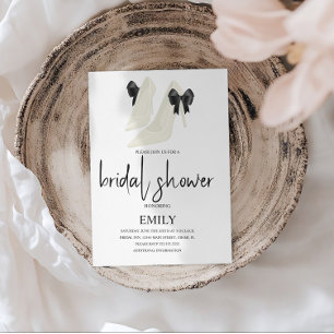 Minimalistisch Bow Black Wedding Heelses Brautpart Einladung