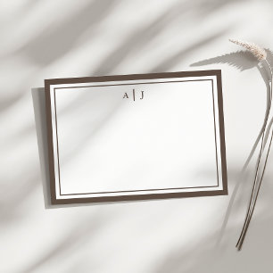 Minimalistisch-braun-Monogramm Mitteilungskarte