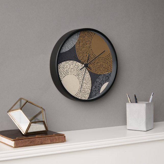 Minimalistisch-braune graue Kreise Uhr (Büro)