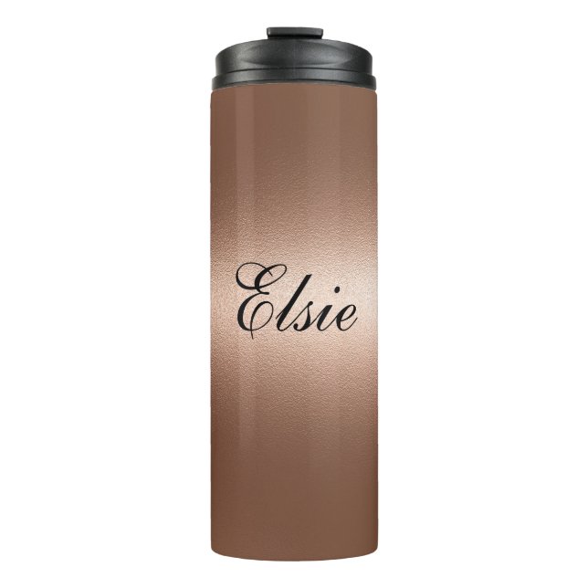 Minimalistisch-braune Rose Monogram-Thermischer Tu Thermosbecher (Vorderseite)