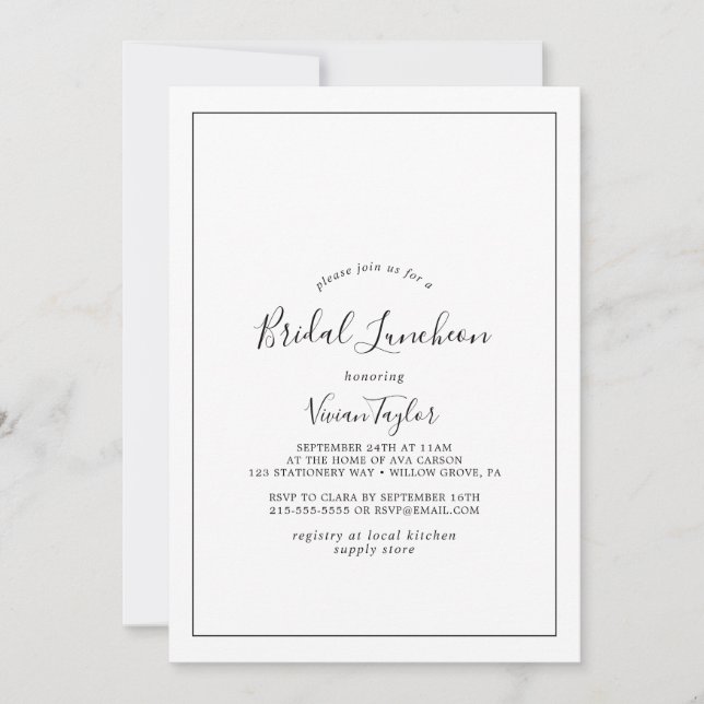 Minimalistisch Bridal Luncheon Einladung (Vorderseite)