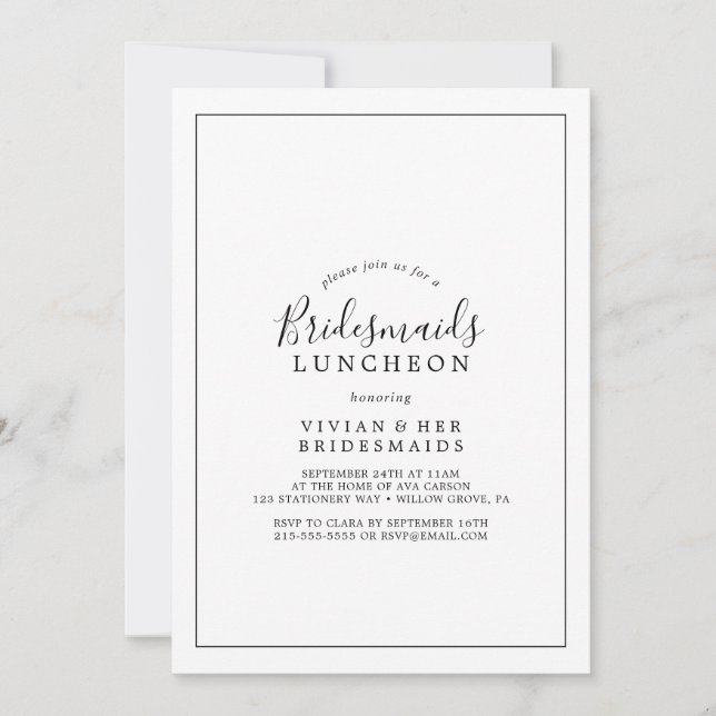Minimalistisch Bridesmaids Luncheon Einladung (Vorderseite)