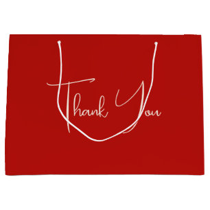 Minimalistisch Bright Crimson Red Vielen Dank für Große Geschenktüte