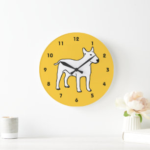 Minimalistisch Bright Orange Bull Terrier Dog Große Wanduhr
