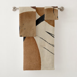 Minimalistisch Brown Abstrakt Badhandtuch Set