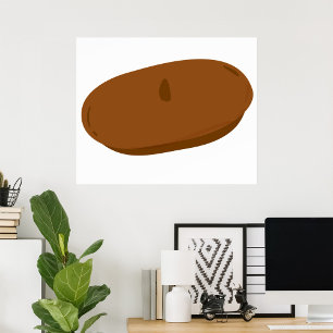 Minimalistisch Brown Beret French Hat Poster