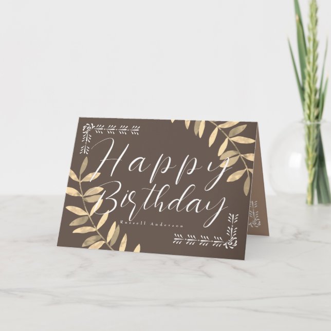 Minimalistisch Brown Birthday Card Dankeskarte (Vorderseite)