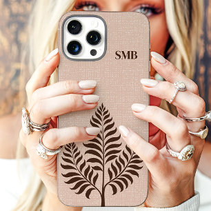 Minimalistisch Brown Botanic Monogram iPhone 16 Pro Max Hülle