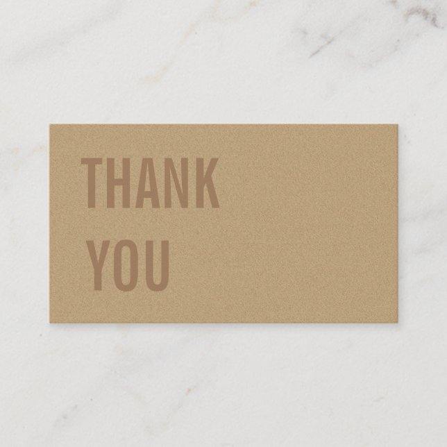 Minimalistisch Brown Kraft Paper Danke & Discount Visitenkarte (Vorderseite)