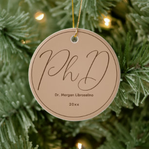 Minimalistisch Brown Mocha Name PhD Abschluss Keramik Ornament
