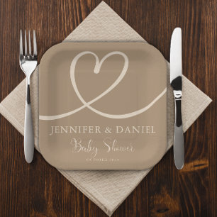 Minimalistisch Brown Tan Handgeschriebenes Elegant Pappteller