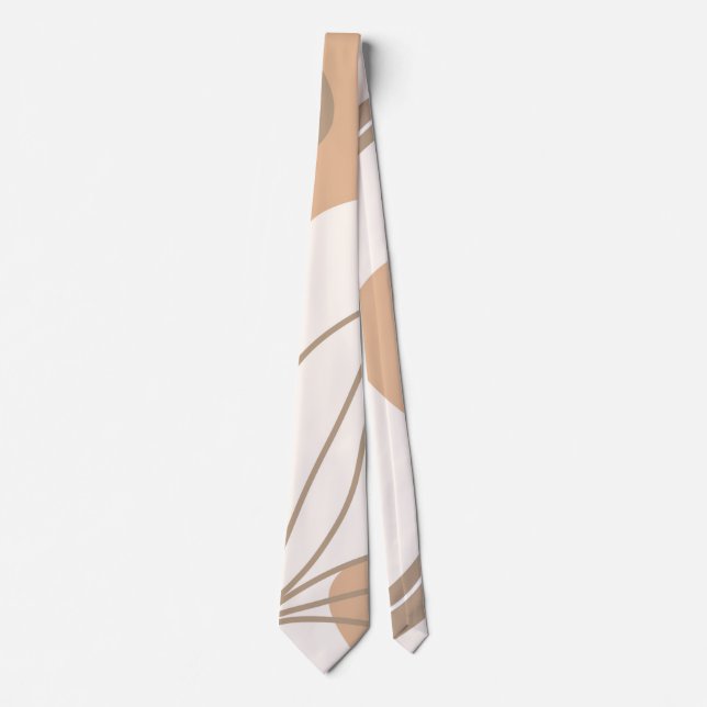 Minimalistisch Brown Tan und White Neck Tie Krawatte (Vorderseite)