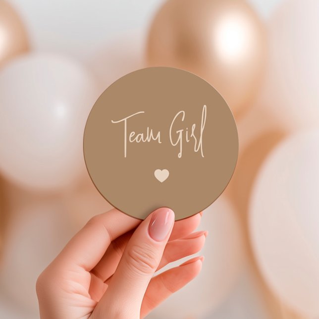 Minimalistisch-Brown-Team-Girl-Geschlechtsverkehr Runder Aufkleber (Von Creator hochgeladen)