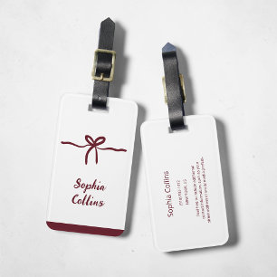 Minimalistisch Burgundy Bridesmaid Name Bow Travel Gepäckanhänger